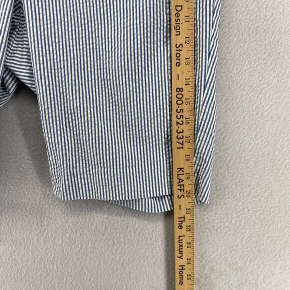 CHAPS Shorts Womens 12 Seersucker Striped Chino 11" Walking Cotton Blue White - Picture 9 of 11